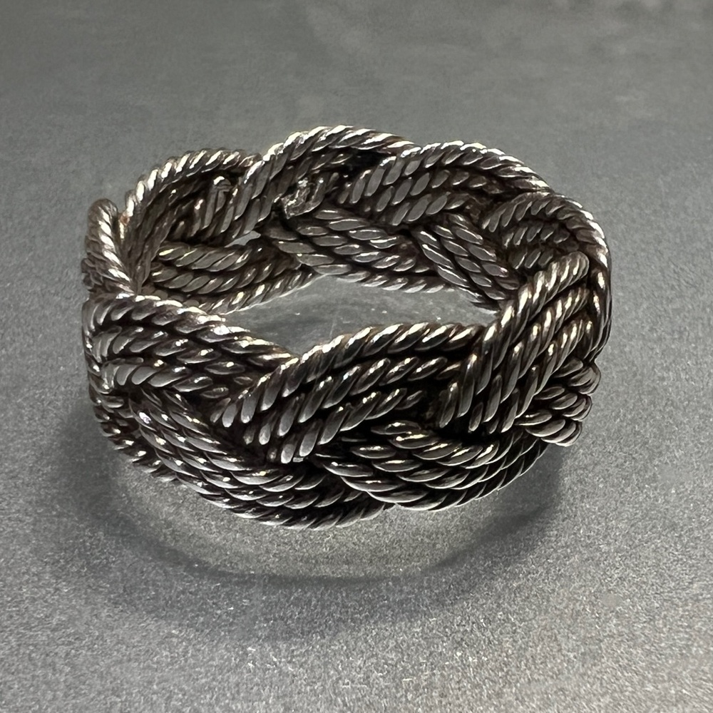 Elegant Sterling Silver Braided Ring Size 7